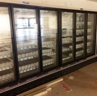 6 Door Master-Bilt Remote Cooler, AA Store Fixtures, Reach-In Cooler, Endless Glass Cooler, Used Cooler